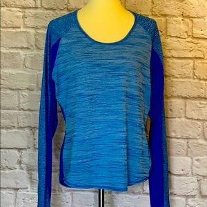 Athleta blue space dyed long sleeve tee, XL